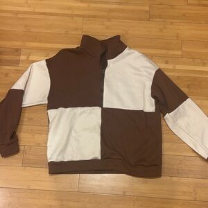 SHEIN Brown and Cream Colorblock Sweater